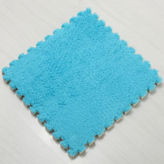 1Pc30X30Cm DIY Jigsaw Shaggy Carpet Living Room Bedroom Soft Floor Area Rug Children Kids Magic Patchwork Plush Mat Baby Playmat