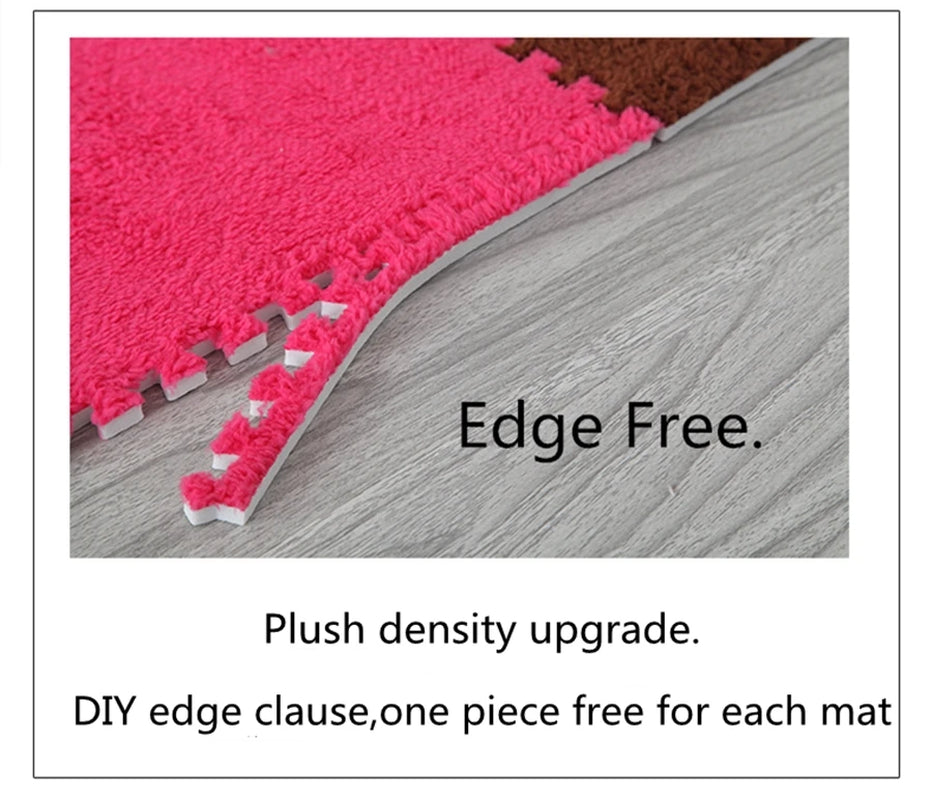 1Pc30X30Cm DIY Jigsaw Shaggy Carpet Living Room Bedroom Soft Floor Area Rug Children Kids Magic Patchwork Plush Mat Baby Playmat