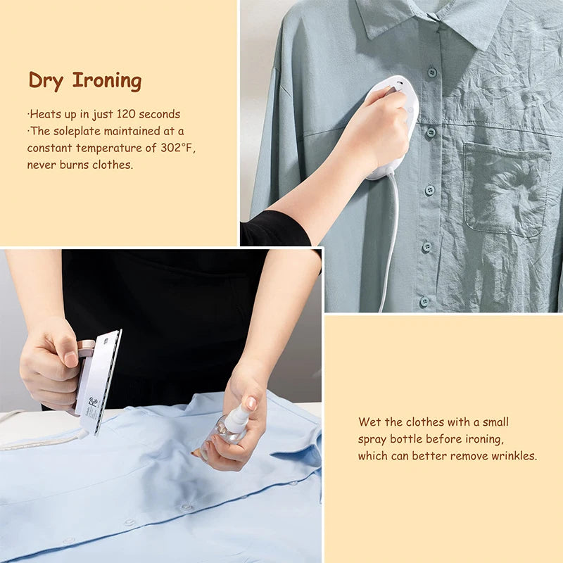 Portable Mini Electric Iron Dual-Voltage Non-Steam Travel Dry Iron 100-240V