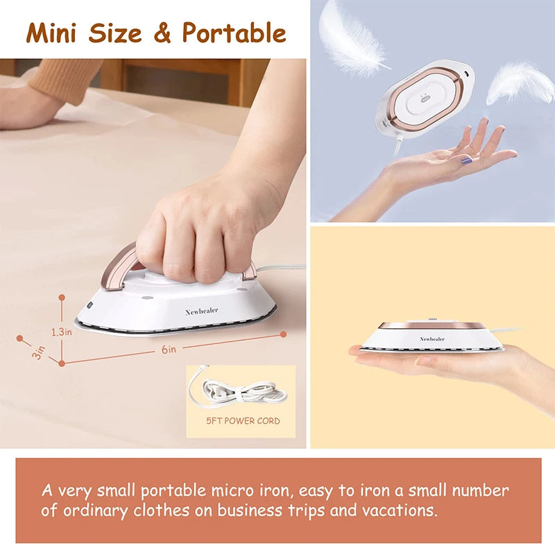 Portable Mini Electric Iron Dual-Voltage Non-Steam Travel Dry Iron 100-240V