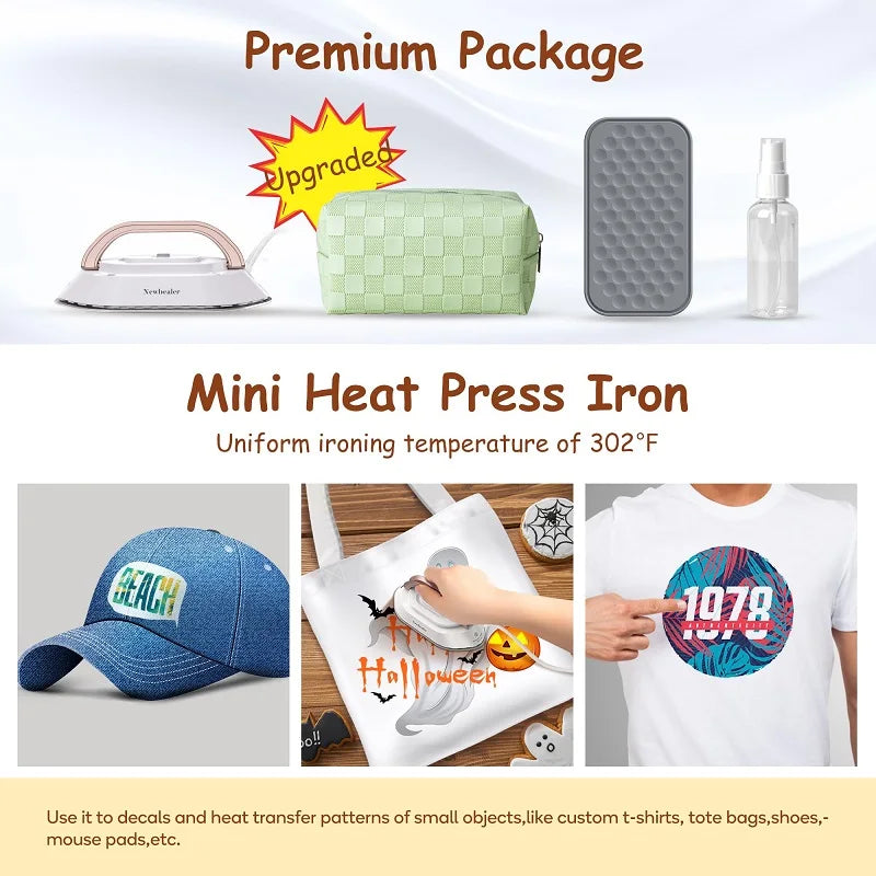 Portable Mini Electric Iron Dual-Voltage Non-Steam Travel Dry Iron 100-240V