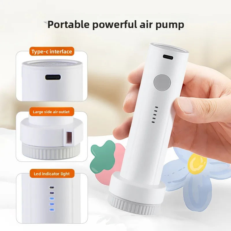 USB C Rechargeable Electric Vacuum Pump Low Noise Portable Lightweight Air Pump for Travel Compression Bag Storage Space Saving