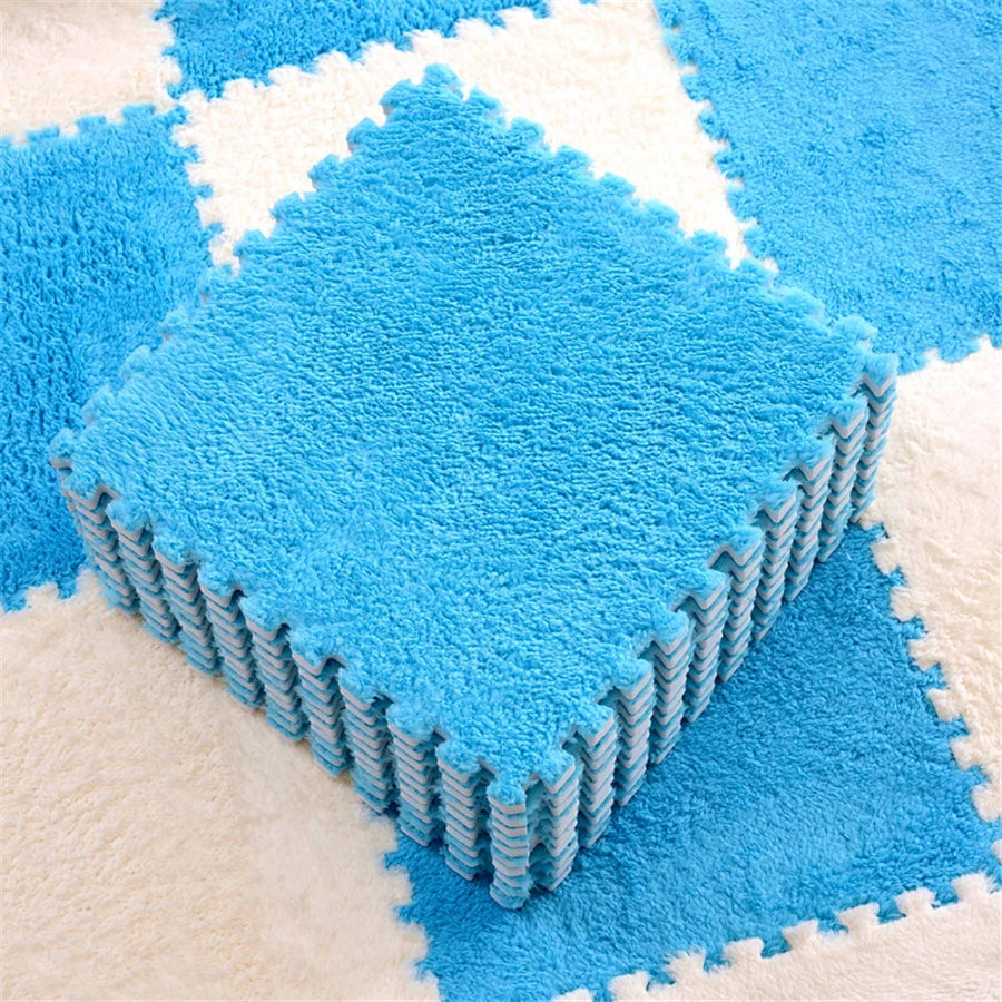 1Pc30X30Cm DIY Jigsaw Shaggy Carpet Living Room Bedroom Soft Floor Area Rug Children Kids Magic Patchwork Plush Mat Baby Playmat