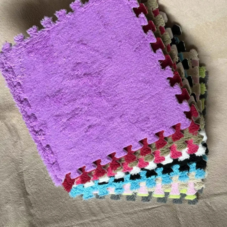 1Pc30X30Cm DIY Jigsaw Shaggy Carpet Living Room Bedroom Soft Floor Area Rug Children Kids Magic Patchwork Plush Mat Baby Playmat